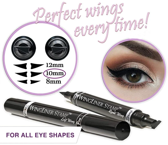 Alt view image 4 of 5 - Wingliner Makeup Waterproof Long Lasting Eyeliner Stamp Pen Black 10mm - 2 Pack