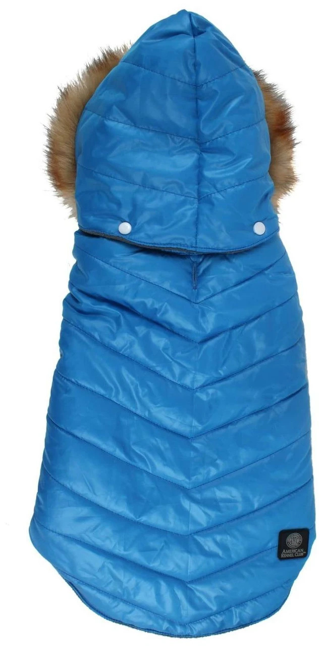 Alt view image 5 of 5 - American Kennel Club Dog Quilted Puff Waterproof Windproof Hooded Winter Coat with Removable Faux Fur Hood and Velcro Closures, Microfleece Lining, Comfortable Fit, Single Pack