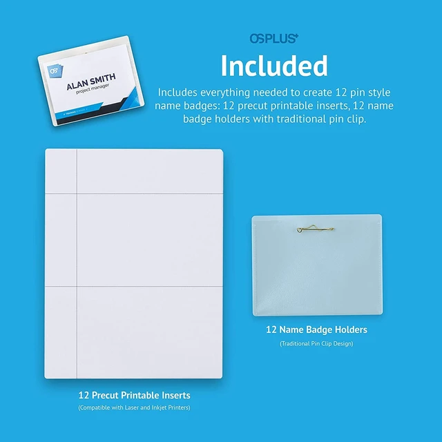 Alt view image 7 of 7 - OS Plus Horizontal Top-Loading ID Name Badge Card Holder Protector 3" x 4" Clear