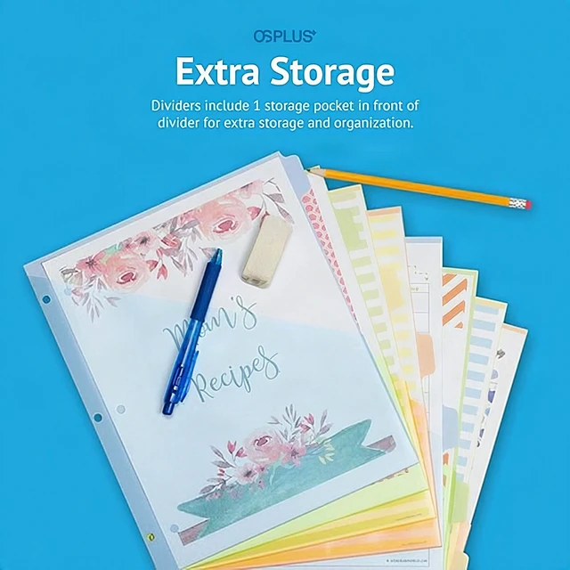 Alt view image 5 of 7 - OS Plus 8-Tab 3 Ring Binder Dividers Durable Colored Plastic Write & Erase Tabs
