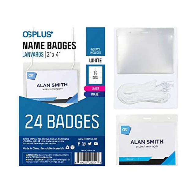 Alt view image 6 of 7 - OS Plus Horizontal Top-Loading Lanyard ID Badge Card Holder 3" x 4" White - New