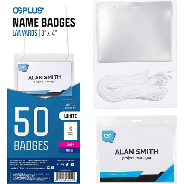 Alt view image 7 of 7 - OS Plus Horizontal Top-Loading Lanyard ID Badge Card Holder 3" x 4" White - New