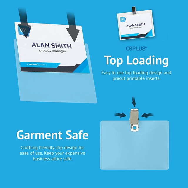 Alt view image 3 of 7 - OS Plus Horizontal Top-Loading ID Badge Card Holder Protector 2-1/4"x3-1/2 Clear