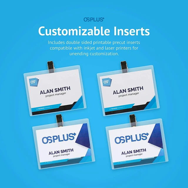 Alt view image 4 of 7 - OS Plus Horizontal Top-Loading ID Badge Card Holder Protector 2-1/4"x3-1/2 Clear