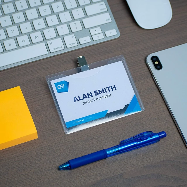 Alt view image 5 of 7 - OS Plus Horizontal Top-Loading ID Badge Card Holder Protector 2-1/4"x3-1/2 Clear