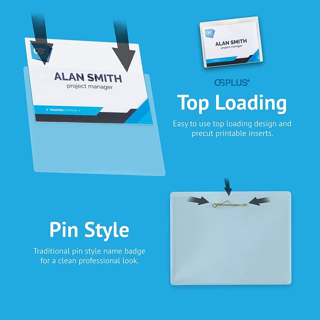 Alt view image 3 of 7 - OS Plus Horizontal Top-Loading ID Name Badge Card Holder Protector 3" x 4" Clear
