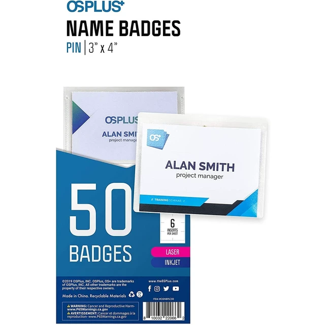 Alt view image 6 of 7 - OS Plus Horizontal Top-Loading ID Name Badge Card Holder Protector 3" x 4" Clear