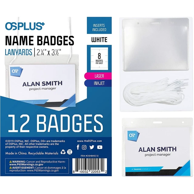 Alt view image 6 of 7 - OS Plus Horizontal Lanyard ID Badge Card Holder Protector 2-1/4" x 3-1/2" New