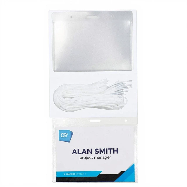 Main image of OS Plus Horizontal Lanyard ID Badge Card Holder Protector 2-1/4" x 3-1/2" New