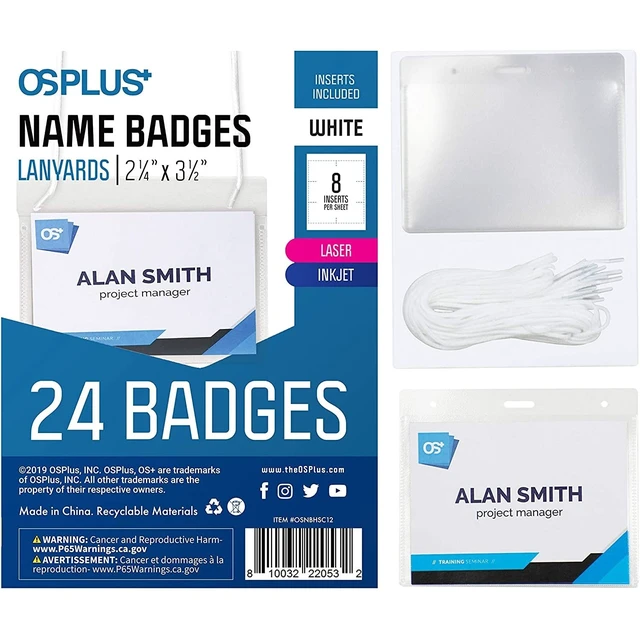 Alt view image 6 of 7 - OS Plus Horizontal Lanyard ID Badge Card Holder Protector 2-1/4" x 3-1/2" New