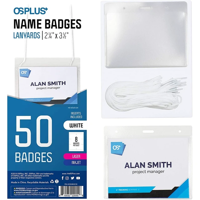 Alt view image 6 of 7 - OS Plus Horizontal Lanyard ID Badge Card Holder Protector 2-1/4" x 3-1/2" New
