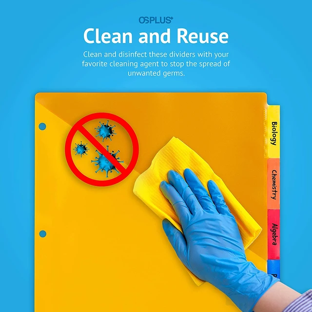 Alt view image 6 of 7 - OS Plus 5-Tab Plastic Binder Dividers 2 Pockets Insertable Big Tabs 3-Ring New