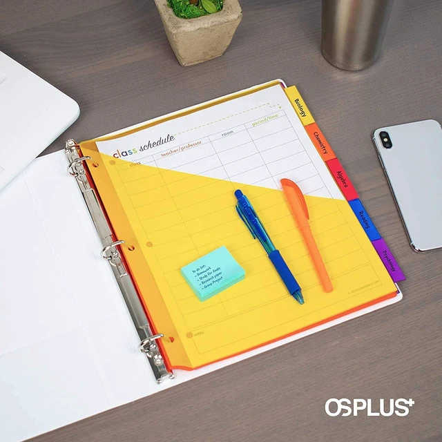 Alt view image 7 of 7 - OS Plus 5-Tab Plastic Binder Dividers 2 Pockets Insertable Big Tabs 3-Ring New