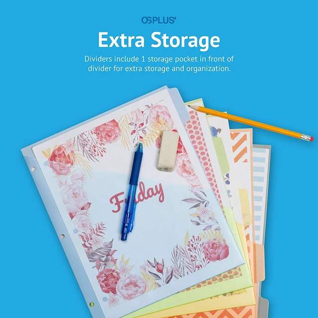 Alt view image 5 of 7 - OS Plus 5-Tab Plastic Binder Dividers Write & Erase Tabs White 3-Ring Set - New
