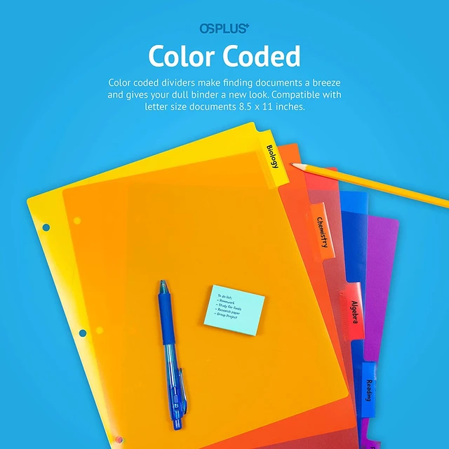 Alt view image 5 of 7 - OS Plus 5-Tab 3 Ring Durable Plastic Binder Dividers 2x Space in Tabs 1/3/6 Set