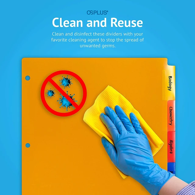 Alt view image 6 of 7 - OS Plus 5-Tab 3 Ring Durable Plastic Binder Dividers 2x Space in Tabs 1/3/6 Set