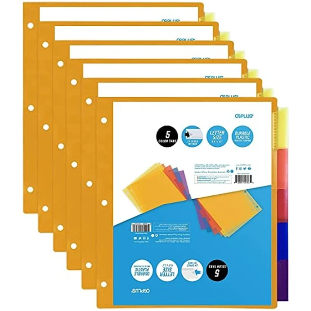 Alt view image 7 of 7 - OS Plus 5-Tab 3 Ring Durable Plastic Binder Dividers 2x Space in Tabs 1/3/6 Set