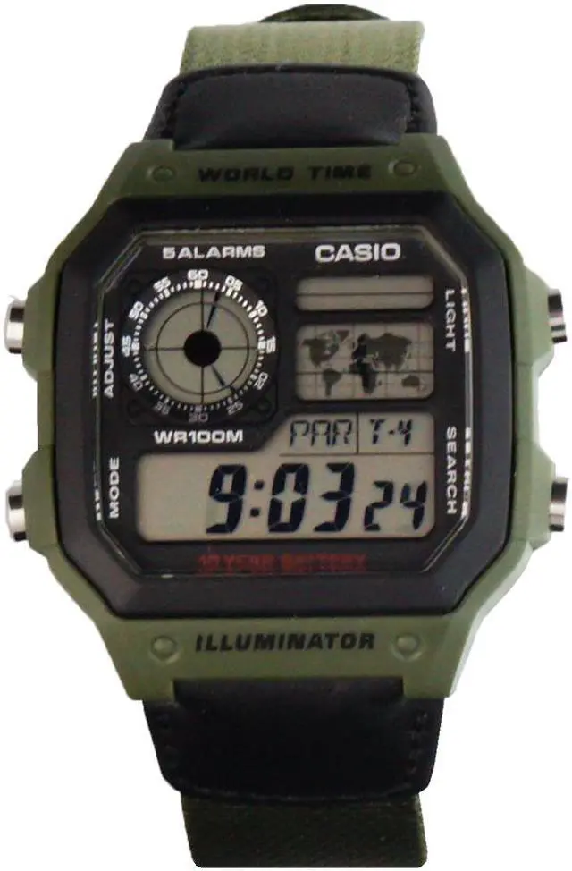 Main image of Casio AE-1200WHB-3BV Men's Multi Function Green Band Digital Watch w/ World Time