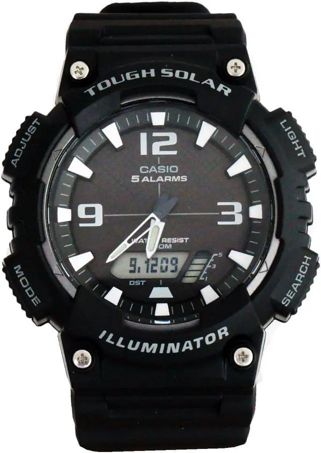 Alt view image 5 of 9 - Men's Casio Black Resin Band Tough Solar Watch AQS810W-1AV