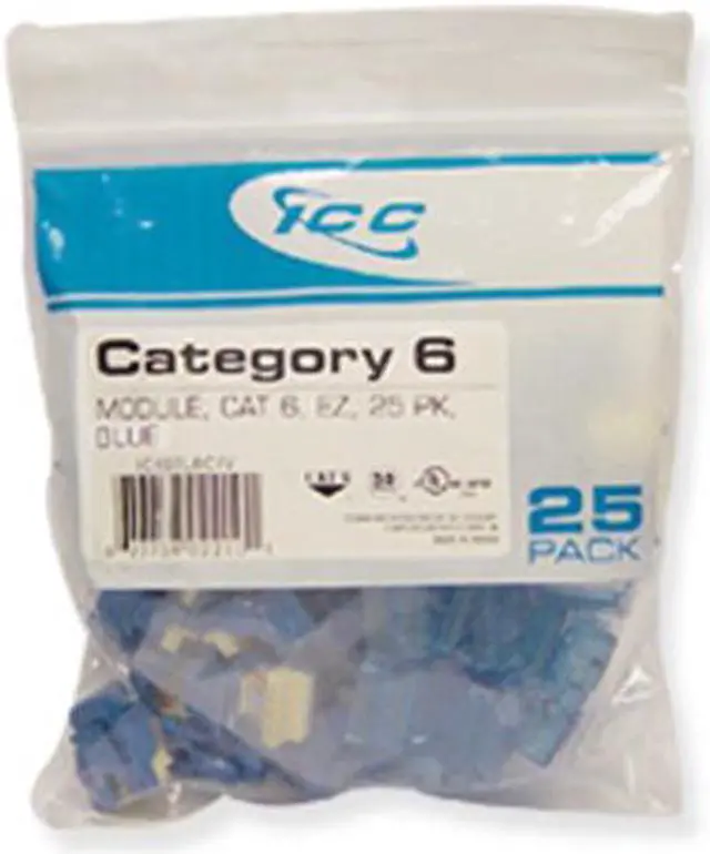 Alt view image 3 of 6 - ICC IC107L6CBL High Density Category 6 Modular EZ-RJ45 Connector; Blue, 25/Pack