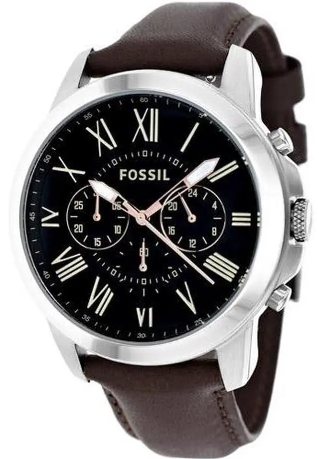 Alt view image 9 of 17 - Fossil Grant Chronograph Black Dial Brown Leather Mens Watch FS4813
