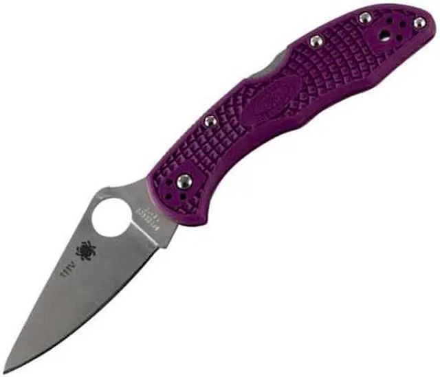 Alt view image 4 of 20 - Spyderco Delica 4 Folder 2.88 in Plain Purple FRN Handle