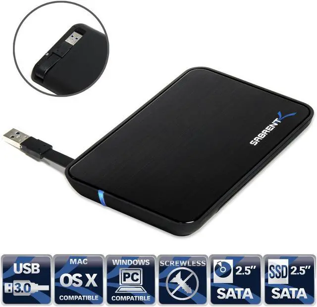 Alt view image 7 of 15 - SABRENT BK-21OS2 Aluminum 2.5" Black SATA USB 3.0 To 2.5-Inch Sata Aluminum Hard Drive Enclosure Black (BK-21OS2)