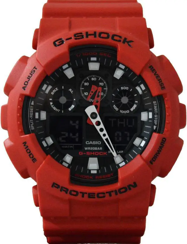 Alt view image 5 of 18 - Casio Mens XL G-Shock - Ana-Digi - Red Design - Black Negative Digital Display