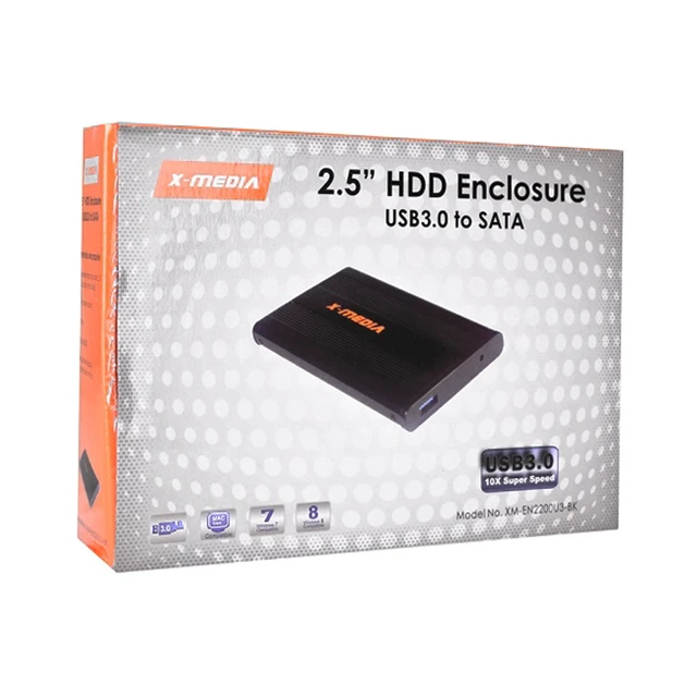 Alt view image 3 of 3 - X-Media 2.5" USB 3.0 Powered SuperSpeed SATA PC and Mac Hard Drive Enclosure