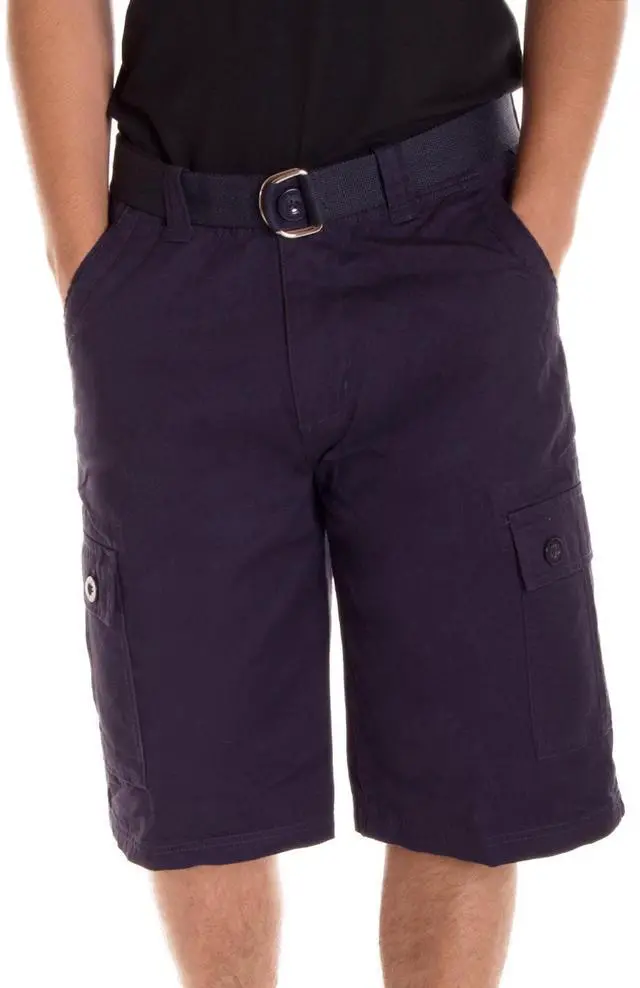 Main image of Alta Designer Fashion Men's Cargo Shorts, Twill Belt Included - Navy Size 38