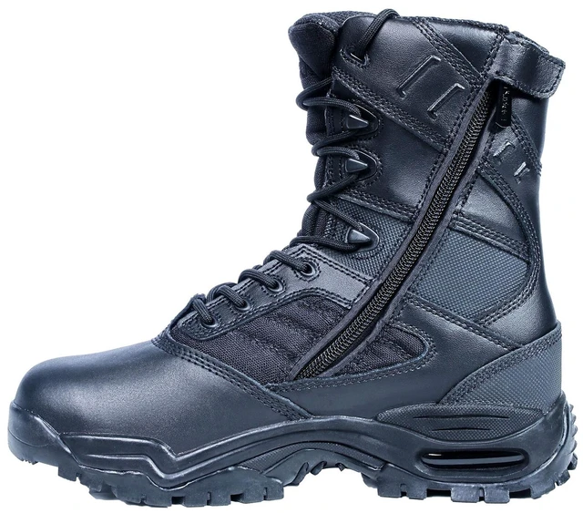 Alt view image 2 of 7 - Ridge Footwear Men's Ultimate Zipper 8" Leather Boot Rip-Stop Nylon Waterproof - Size 4.5