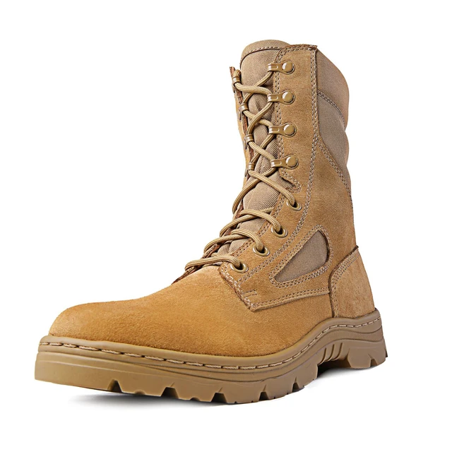 Alt view image 2 of 7 - Men's Tactical Boots Dura-Max 8" Suede Leather Coyote Oil & Slip Resistant Boots, S8.5W