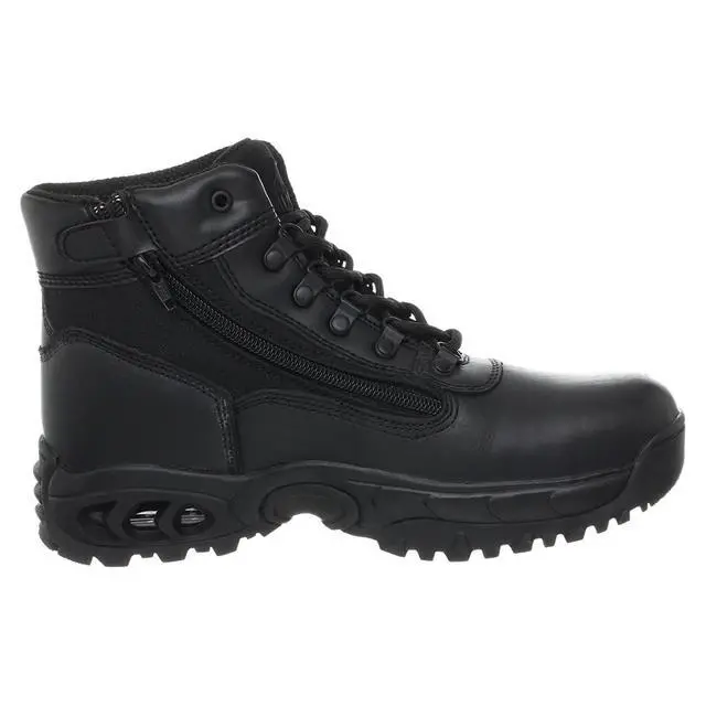 Alt view image 2 of 7 - Ridge Men Steel Toe Leather Non-Slip Tactical Military Work Black Shoe Boot - Size 8W