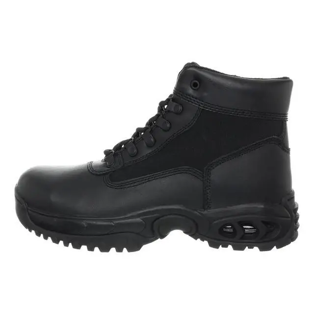 Alt view image 3 of 7 - Ridge Men Steel Toe Leather Non-Slip Tactical Military Work Black Shoe Boot - Size 8W