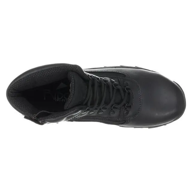 Alt view image 4 of 7 - Ridge Men Steel Toe Leather Non-Slip Tactical Military Work Black Shoe Boot - Size 8W