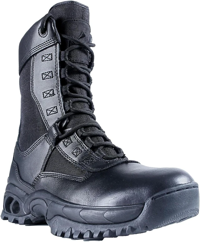 Main image of Ridge Men 8" Waterproof Leather Non-Slip Tactical Military Work Black Shoe Boot - Size 7W