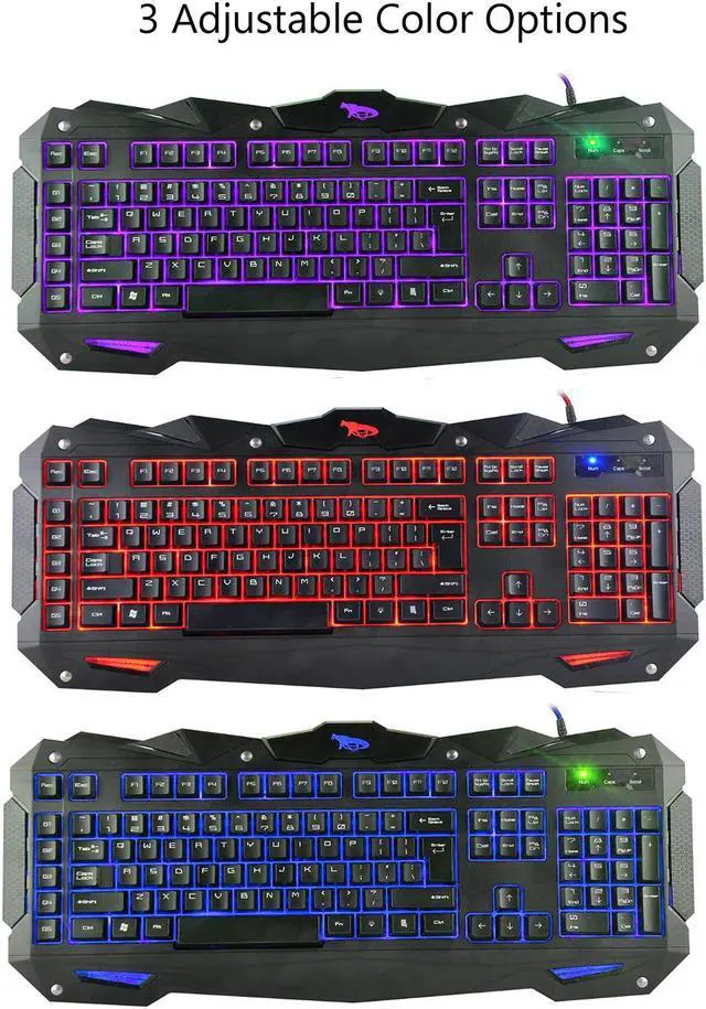 Alt view image 8 of 20 - IMICRO IM-KBCOBV8 iMicro Cobra IM-KBCOBV8 110-Key Wired USB LED Backlit Gaming Keyboard (Black)