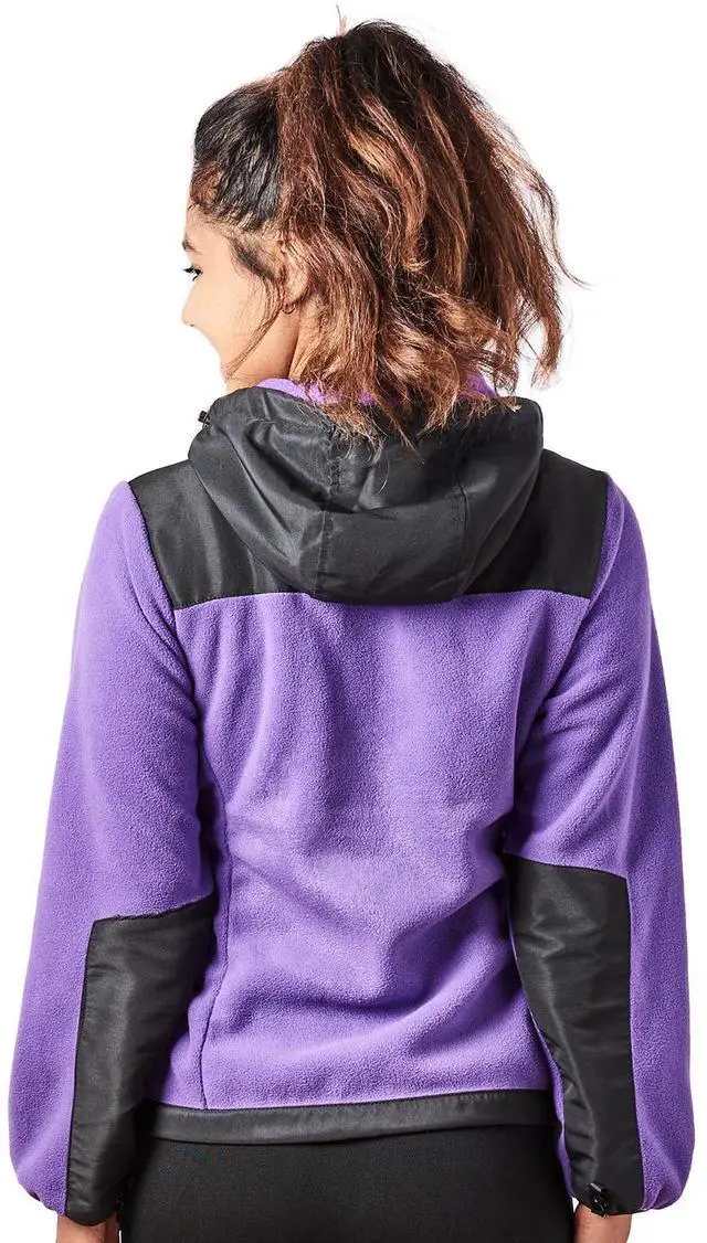 Alt view image 3 of 5 - Alta Women's Two-Tone Full-Zip Fleece Jacket - Purple/Black - X-Large