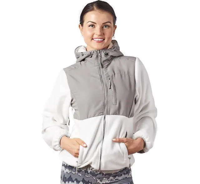 Alt view image 6 of 7 - Alta Women's Two-Tone Full-Zip Fleece Jacket - White/Light Grey - Large