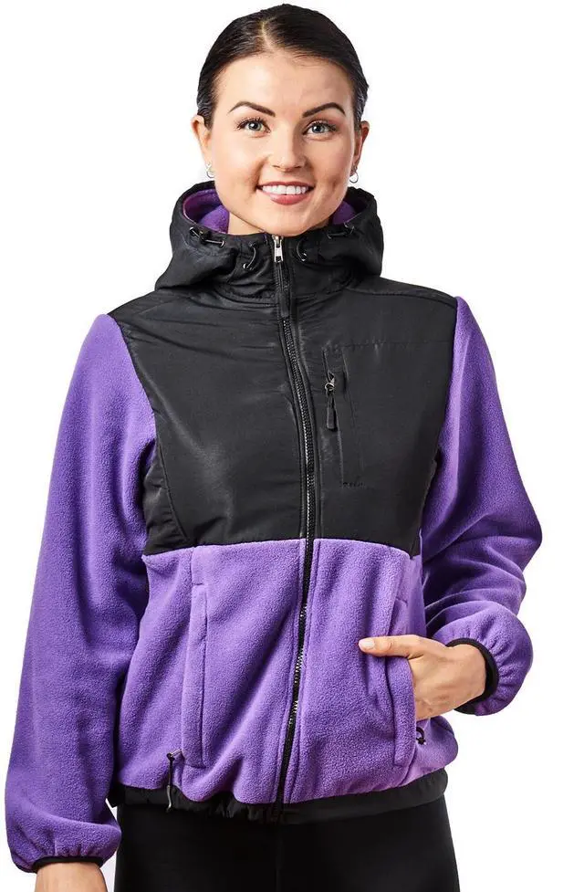 Alt view image 4 of 5 - Alta Women's Two-Tone Full-Zip Fleece Jacket - Purple/Black - X-Large