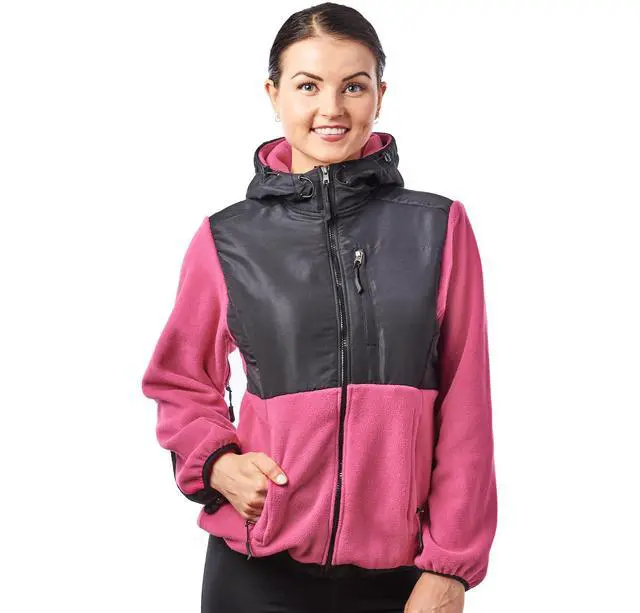Alt view image 5 of 7 - Alta Women's Two-Tone Full-Zip Fleece Jacket - Pink/Black - Small