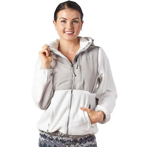 Alt view image 5 of 7 - Alta Women's Two-Tone Full-Zip Fleece Jacket - White/Light Grey - Large