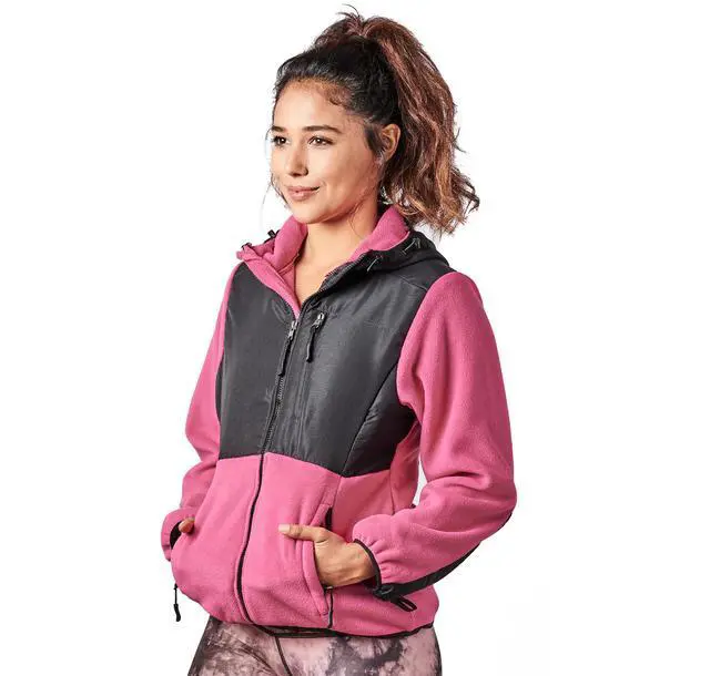 Alt view image 3 of 7 - Alta Women's Two-Tone Full-Zip Fleece Jacket - Pink/Black - Small