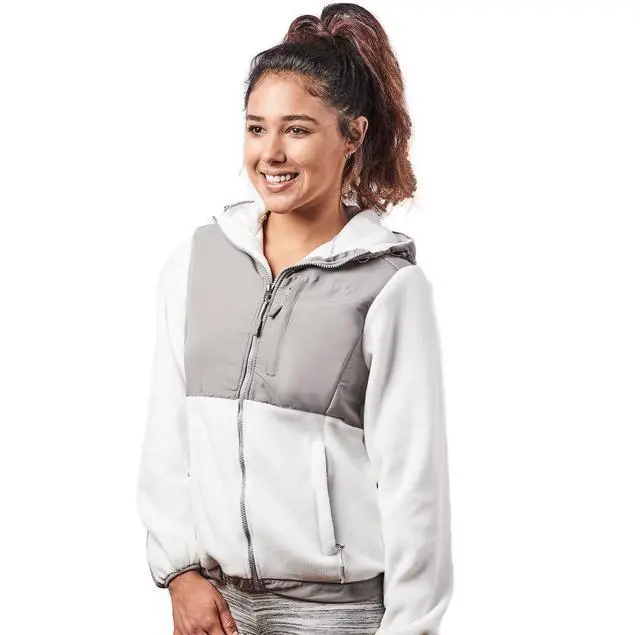 Alt view image 4 of 7 - Alta Women's Two-Tone Full-Zip Fleece Jacket - White/Light Grey - Large