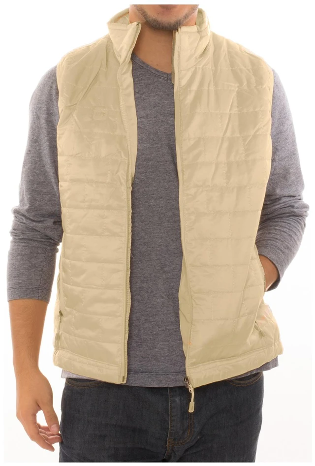 Main image of Men's Puffer Quilted Water Repellent Full Zipper Packable Vest Jacket Coat - Cream - Large