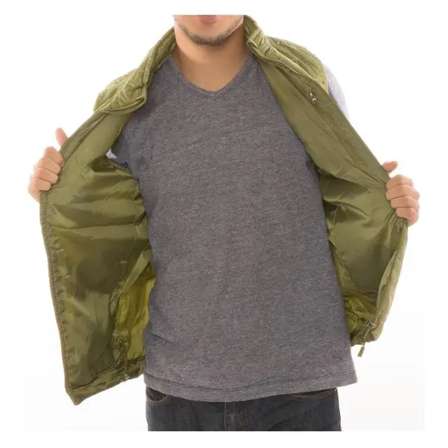 Alt view image 2 of 7 - Men's Puffer Quilted Water Repellent Full Zipper Packable Vest Jacket Coat - Green - Large