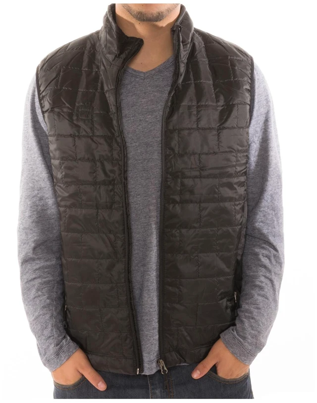 Main image of Men's Puffer Quilted Water Repellent Full Zipper Packable Vest Jacket Coat - Black - Small