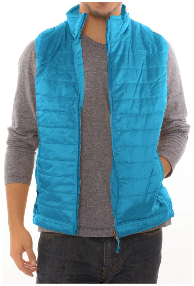 Main image of Men's Puffer Quilted Water Repellent Full Zipper Packable Vest Jacket Coat - Teal - Small