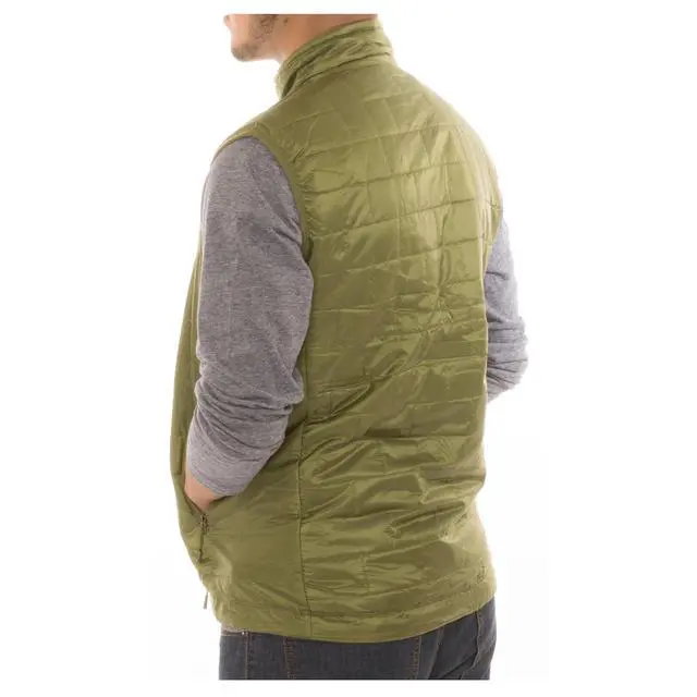 Alt view image 3 of 7 - Men's Puffer Quilted Water Repellent Full Zipper Packable Vest Jacket Coat - Green - Large