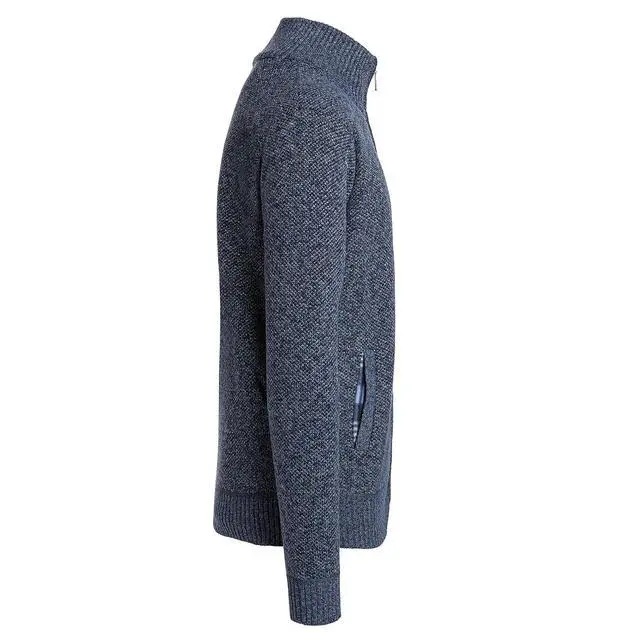 Alt view image 2 of 4 - Alta Men's Fleece Lined Casual Full-Zip Mock Neck Sweater-Light Blue Jacket -XXL